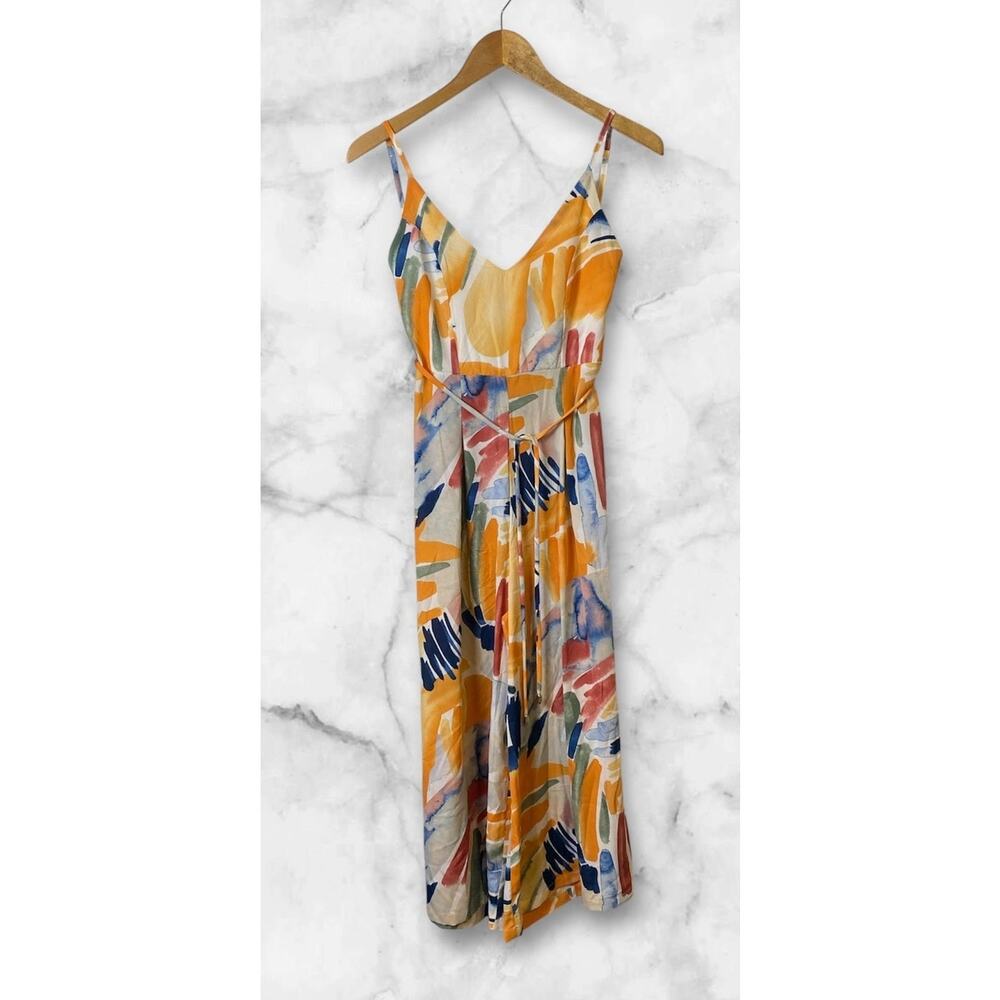 Sunday Up Women's Abstract Print String Belted Sleeveless Jumpsuit Size Small